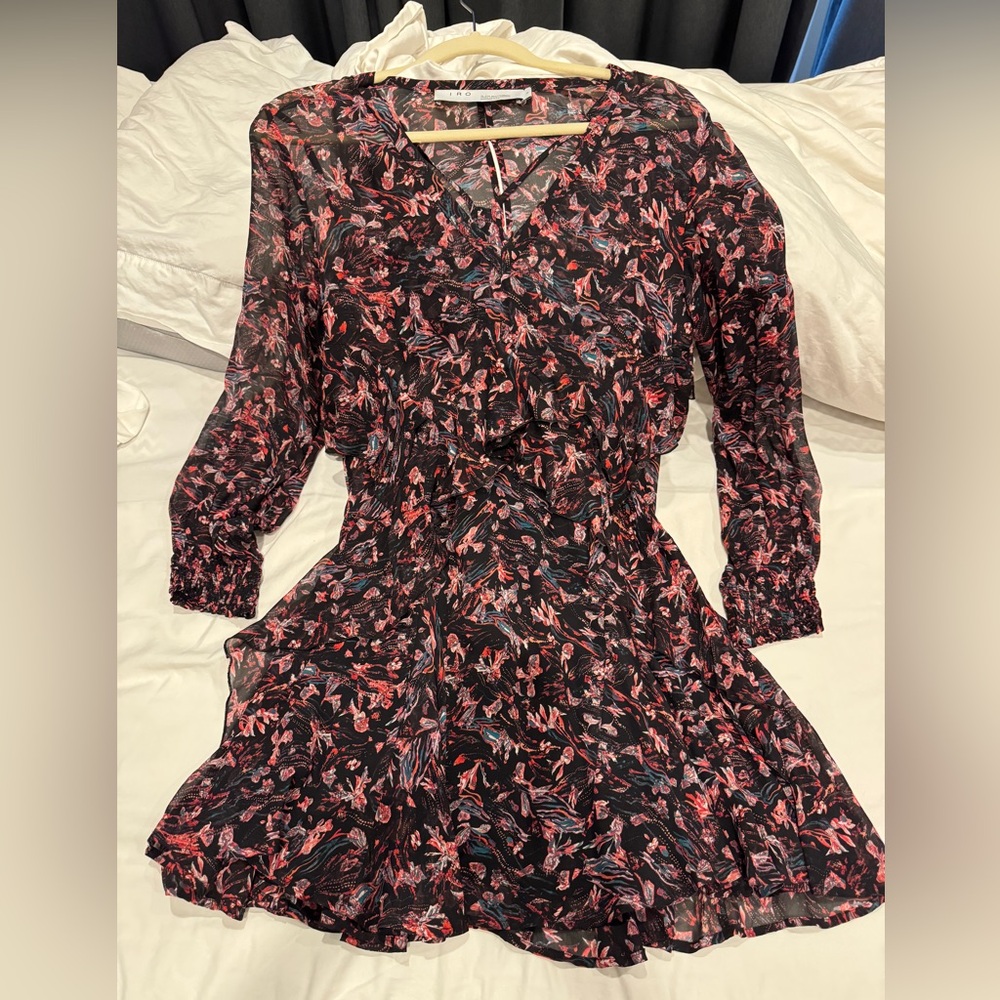 IRO Black and Pink Long Sleeve Dress